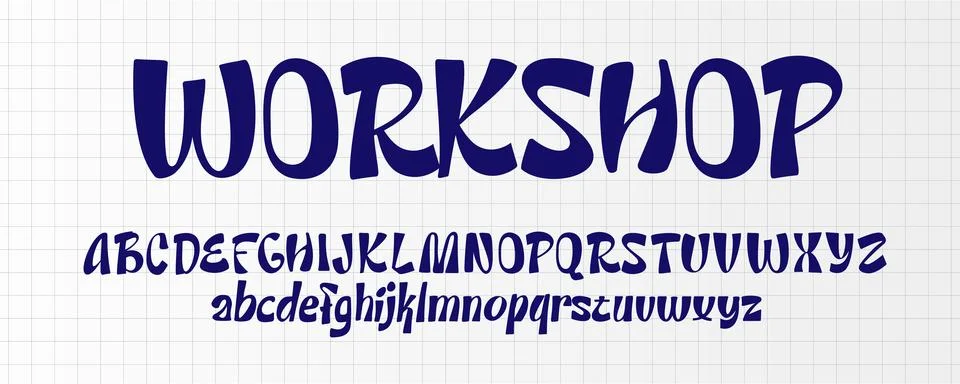 Funky Font Logo Alphabet Vector Letter Set Handmade Script Typography, Creative Stock Illustration