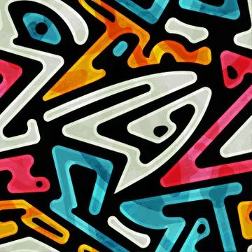 Funky geometric seamless pattern Stock Illustration