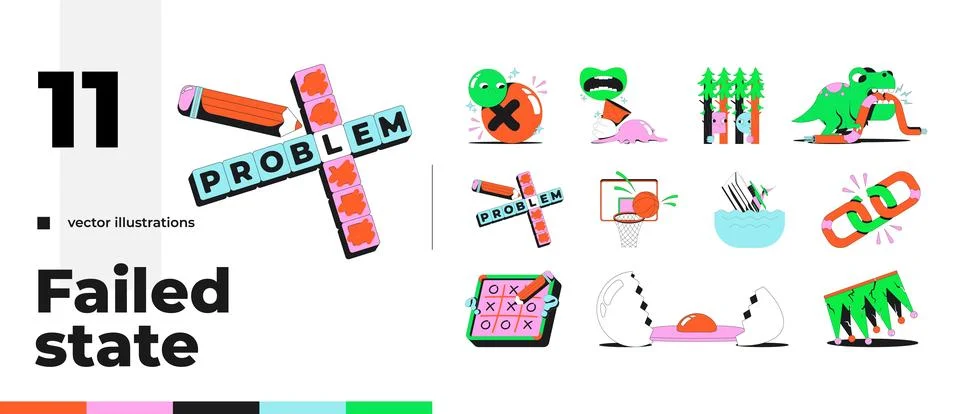 Funky groovy flash messages error illustration pack Illustration