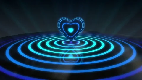 Funky Heart Glowing Stripes Version 2 Seamless Loop Background Cyan Blue Stock Footage 73063927