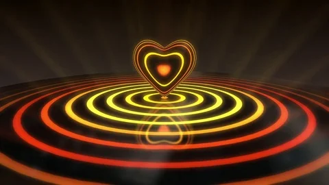 Funky Heart With Glowing Stripes Version 2 Seamless Loop Background Orange Stock Footage 73064265