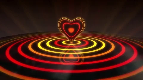Funky Heart With Glowing Stripes Version 2 Seamless Loop Background Red Orange Stock Footage 73064435