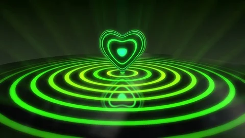 Funky Heart With Glowing Stripes Version 2 Seamless Loop Background Green Yellow Stock Footage 73064490