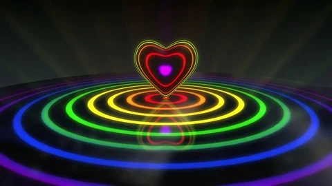 Funky Heart With Glowing Stripes Version 2 Seamless Loop Background Seven Colors Stock Footage 73086522