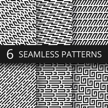 Funky line geometric vector seamless patterns. Striped repeat vector textures Stock Illustration