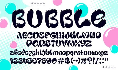 Funky liquid bubble font, groovy y2k typeface Stock Illustration