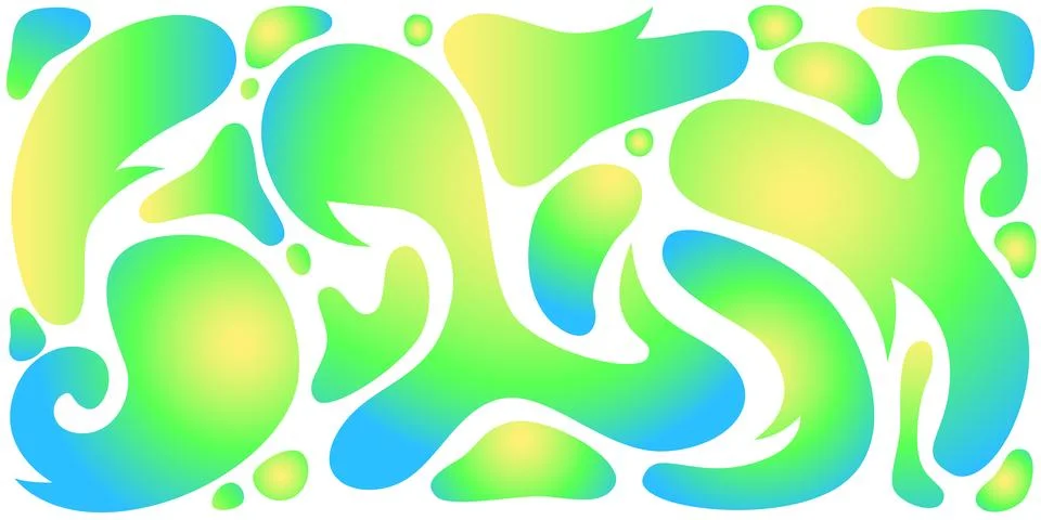 Funky liquid shape design with gradient blobs Stock Illustration