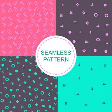 Funky memphis seamless vector patterns. 80s and 90s school fashion black and 스톡 일러스트