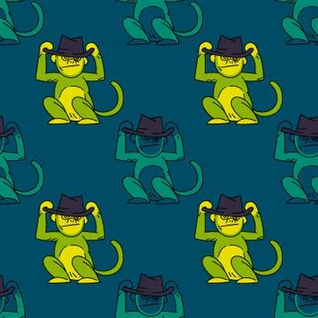 Funky monkey seamless pattern Stock Illustration