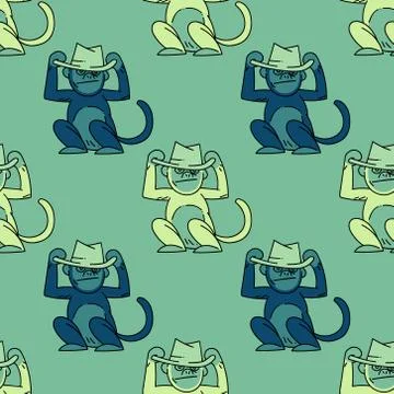 Funky monkey seamless pattern Stock Illustration