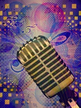 Funky music background with microphone イラスト素材