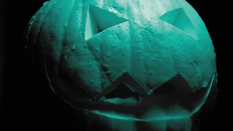Funky Neon flashing Jack o lantern pumpkin. Halloween. Видео 119213975