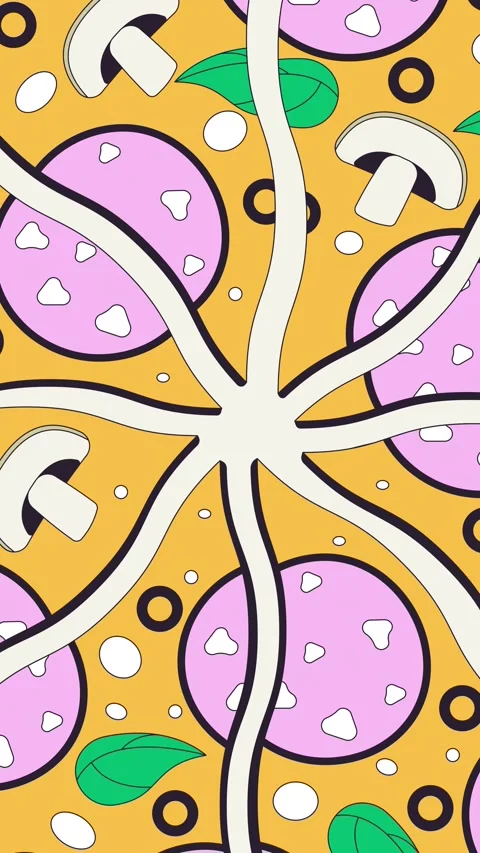 Funky pepperoni pizza slices splash screen animation Stock Footage 337038026