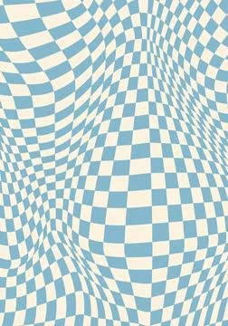 Funky psychedelic blue checkered groovy pattern Stockillustratie
