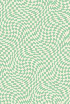 Funky psychedelic green checkered groovy pattern Stock Illustration