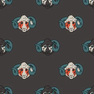 Funky ram seamless pattern Illustrazione stock