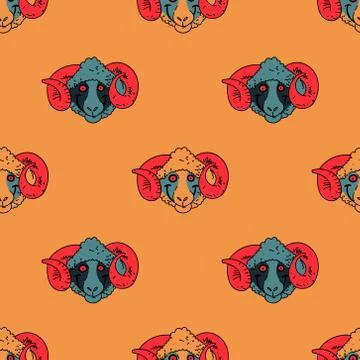 Funky ram seamless pattern Stock Illustration
