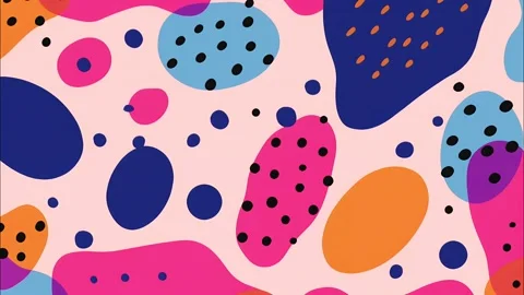 Funky retro cartoon pattern with abstract pop art stains and dots Stock Footage 315245234