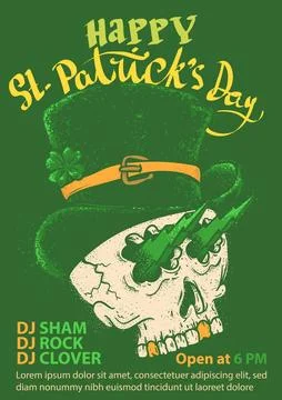 Funky saint patrick skull for st patrick's day event poster  illustration Stock Illustration