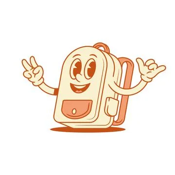 Funky schoolbag back to school cartoon character cool gesture isometric vec.. Stock Illustration