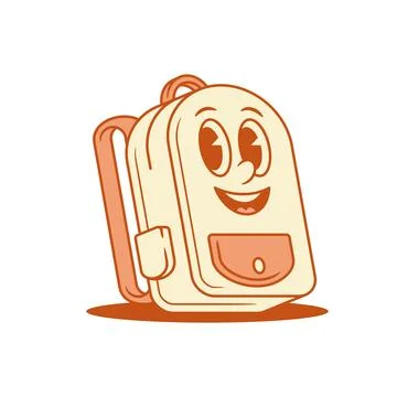 Funky smile schoolbag back to school cartoon character isometric vector illus Stock Illustration