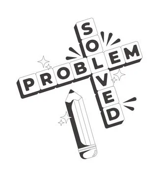 Funky solved crossword flash message success line illustration Illustrazione stock