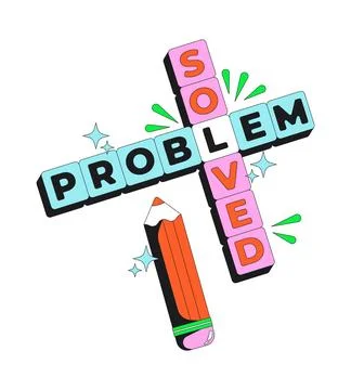 Funky solved crossword flash message success illustration Stock Illustration