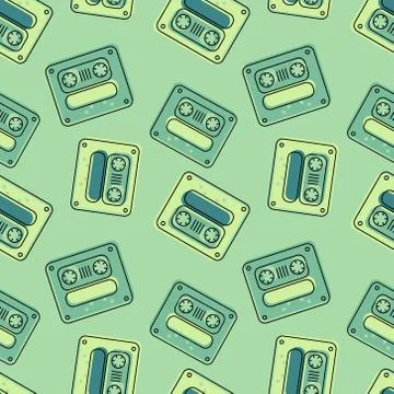 Funky tape mix seamless pattern Illustrazione stock