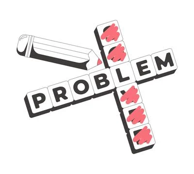 Funky unsolved crossword flash message fail line illustration Illustrazione stock