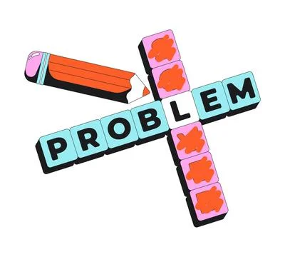 Funky unsolved crossword flash message error illustration Stock Illustration