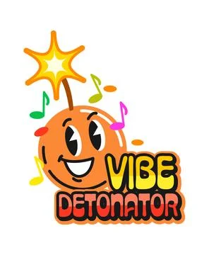 Funky vibe bomb and dynamite vintage Y2K sticker Stock Illustration