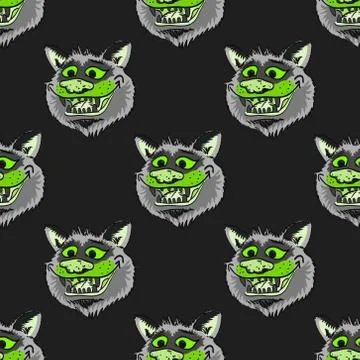 Funky wolf smiling seamless pattern イラスト素材
