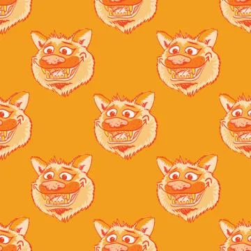 Funky wolf smiling seamless pattern Stockillustratie