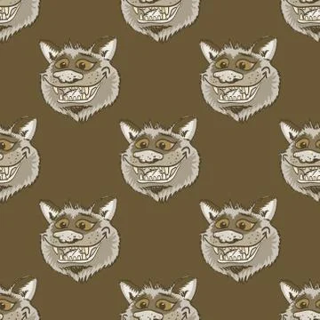 Funky wolf smiling seamless pattern Stockillustratie