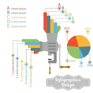 Funnel business template, five steps conversion or sales, infographic element Stock Illustration