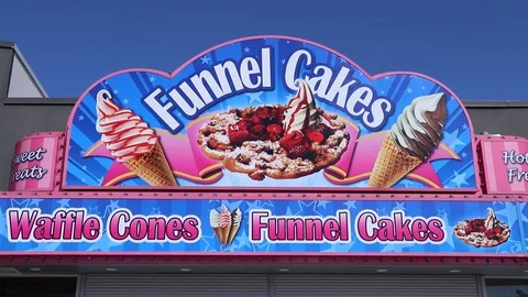 Funnel Cakes Sundae Waffle Cones Food Truck Sign Stock Footage