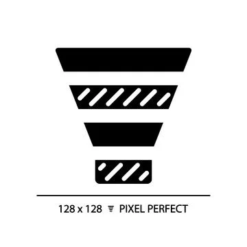 Funnel chart black glyph icon Stock Illustration