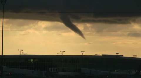 Funnel cloud over buildings Stock Footage 31741849