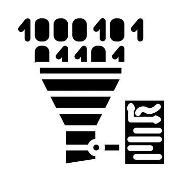Funnel diagram big data glyph icon vector illustration Illustrazione stock