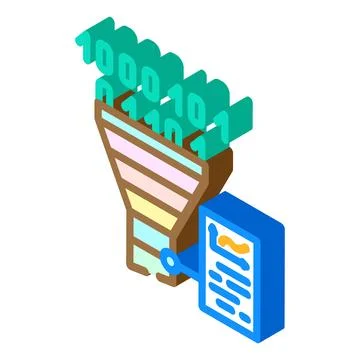 Funnel diagram big data isometric icon vector illustration Illustrazione stock