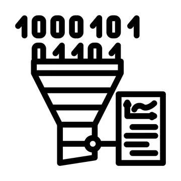 Funnel diagram big data line icon vector illustration Illustrazione stock