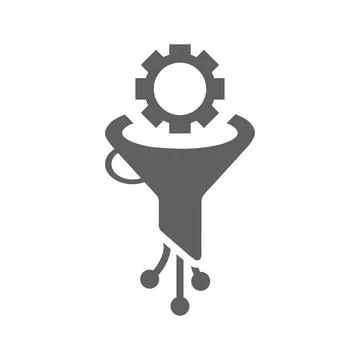 Funnel, Filter, big data icon. Gray vector graphics. Stock Illustration