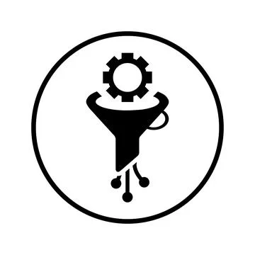 Funnel, Filter, big data icon. Black vector graphics. Stock Illustration