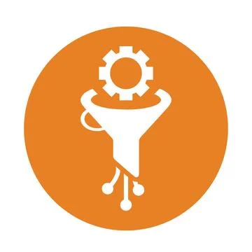 Funnel, Filter, big data icon. Orange color vector EPS. Stockillustratie