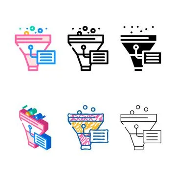 Funnel filter data science color icon vector designs Stock Illustration