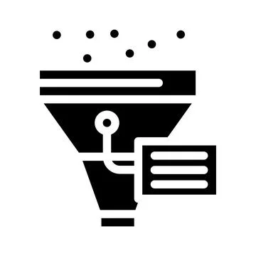 Funnel filter data science glyph icon vector illustration Illustrazione stock