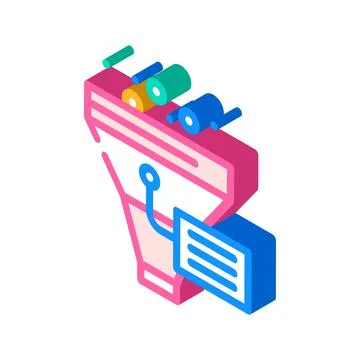 Funnel filter data science isometric icon vector illustration 스톡 일러스트