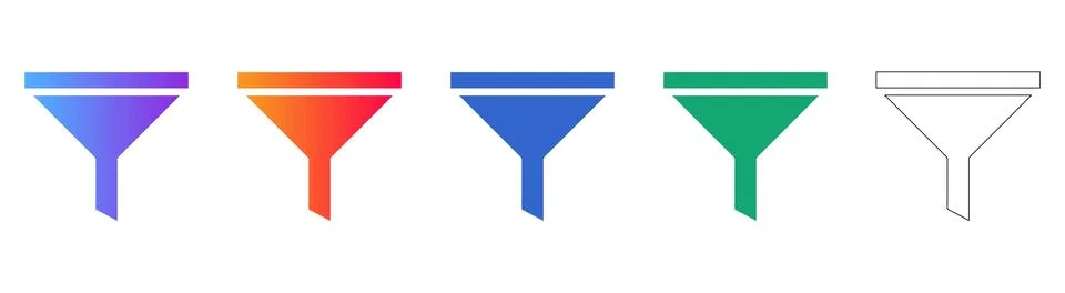 Funnel Filter Icons Set Ilustração Stock