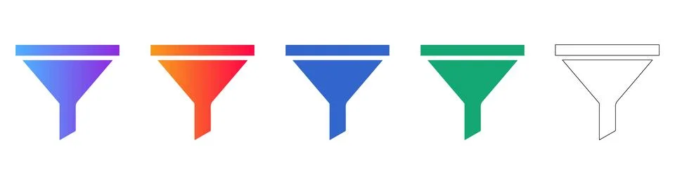 Funnel Filter Tool Icons Set Stock Illustration