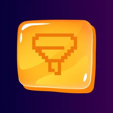 Funnel glossy ui button with pixelated icon Illustrazione stock